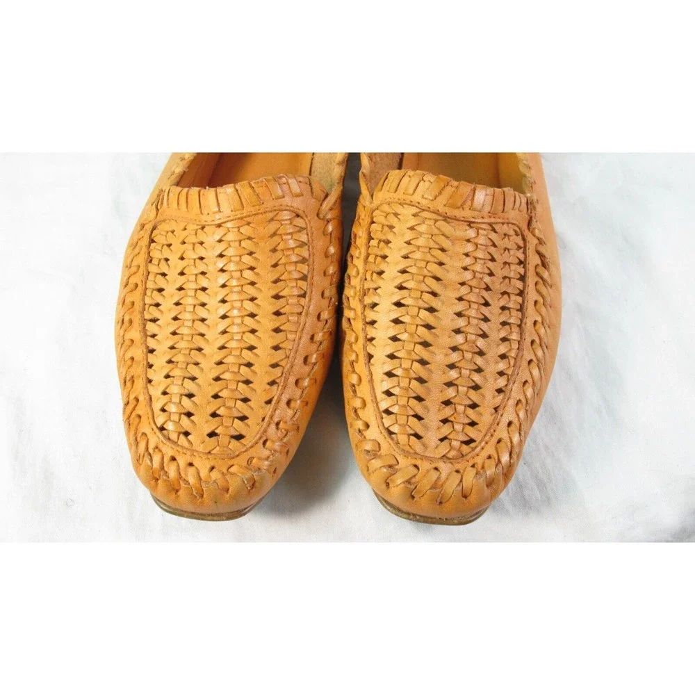 Gloria Vanderbilt Woven Leather Moccasin Loafers Flats Orange Women's Size 10 M - Picture 3 of 9